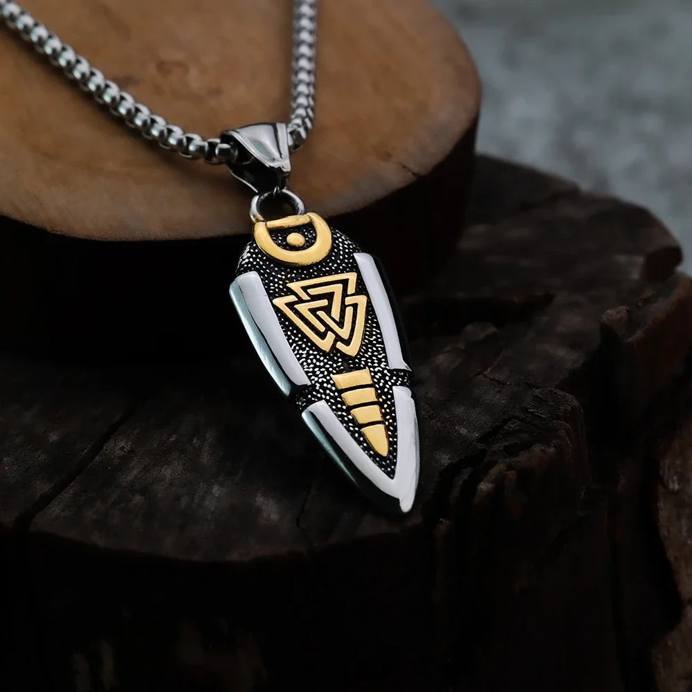 Viking Odin's Spear Gunnier Titanium Steel Personalized Double Sided Rune Pendant - MERGE.DAY.1.FREESTYLE