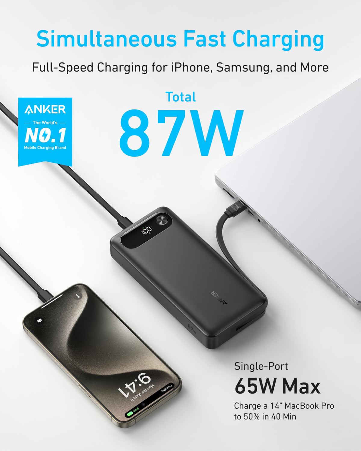 Anker Power Bank (20K, 87W, Built-In USB-C Cable) - MERGE.DAY.1.FREESTYLE