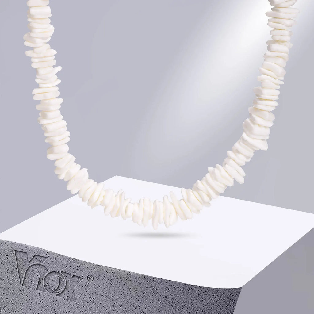 Natural Square Irregular Shell Beaded Chain Necklaces - MERGE.DAY.1.FREESTYLE
