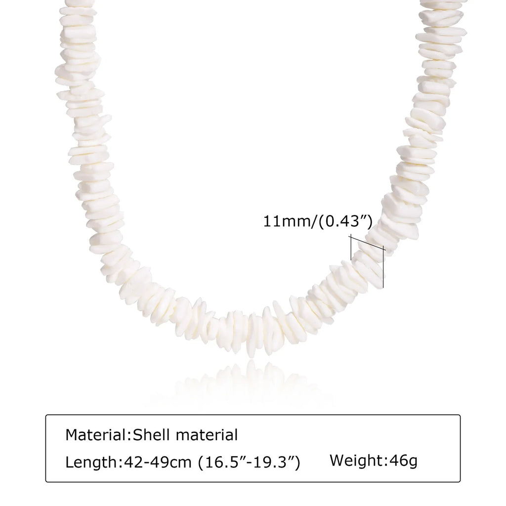 Natural Square Irregular Shell Beaded Chain Necklaces - MERGE.DAY.1.FREESTYLE