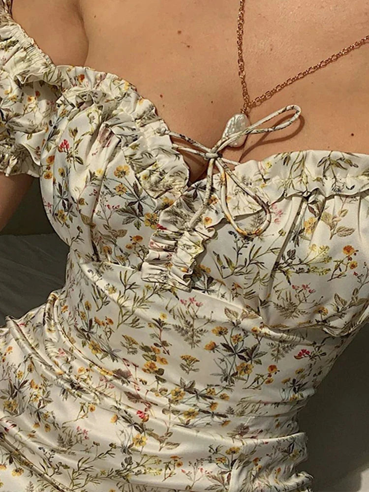 Summer Floral Off Shoulder Puff Sleeve Maxi Dress - MERGE.DAY.1.FREESTYLE