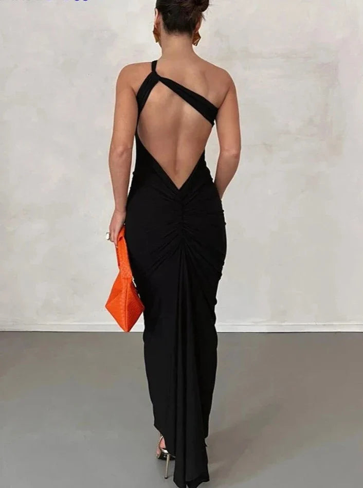 Hollow Sexy Cross Ruched Chic Design Sleeveless Skinny Stylish Bodycon Dress - MERGE.DAY.1.FREESTYLE