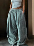 Basic Pocket High Waist Trousers Corduroy Streetwear Long Bottoms - MERGE.DAY.1.FREESTYLE