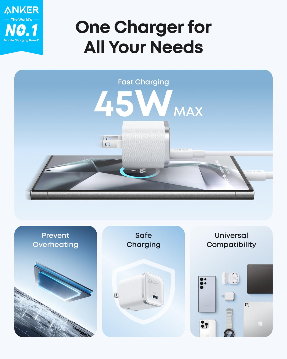Anker Nano Charger (45W) with USB-C to USB-C Cable - MERGE.DAY.1.FREESTYLE