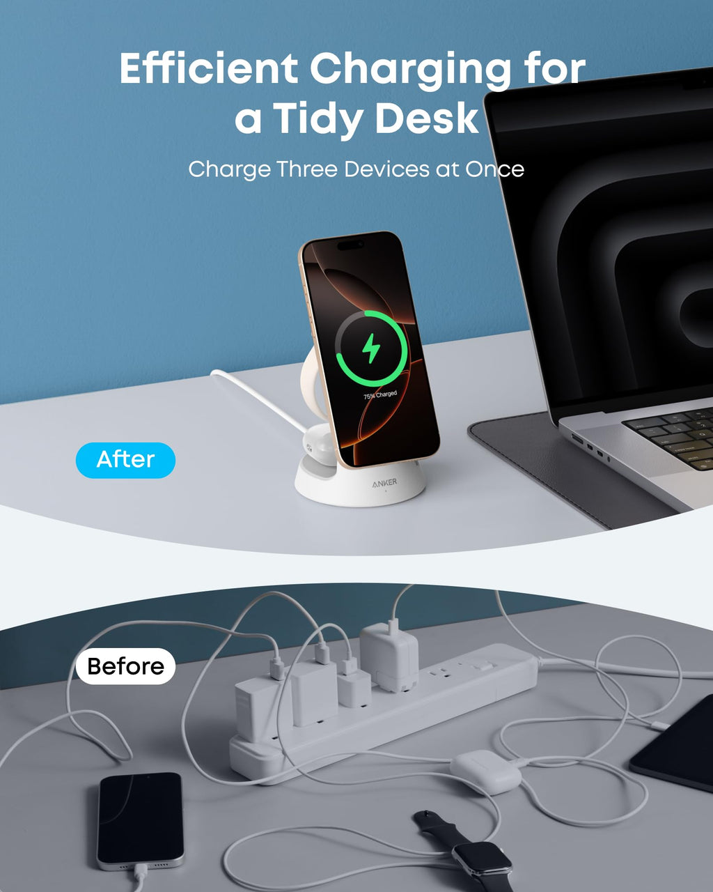 Anker MagGo Wireless Charging Station (3-in-1, Dock Stand) - MERGE.DAY.1.FREESTYLE
