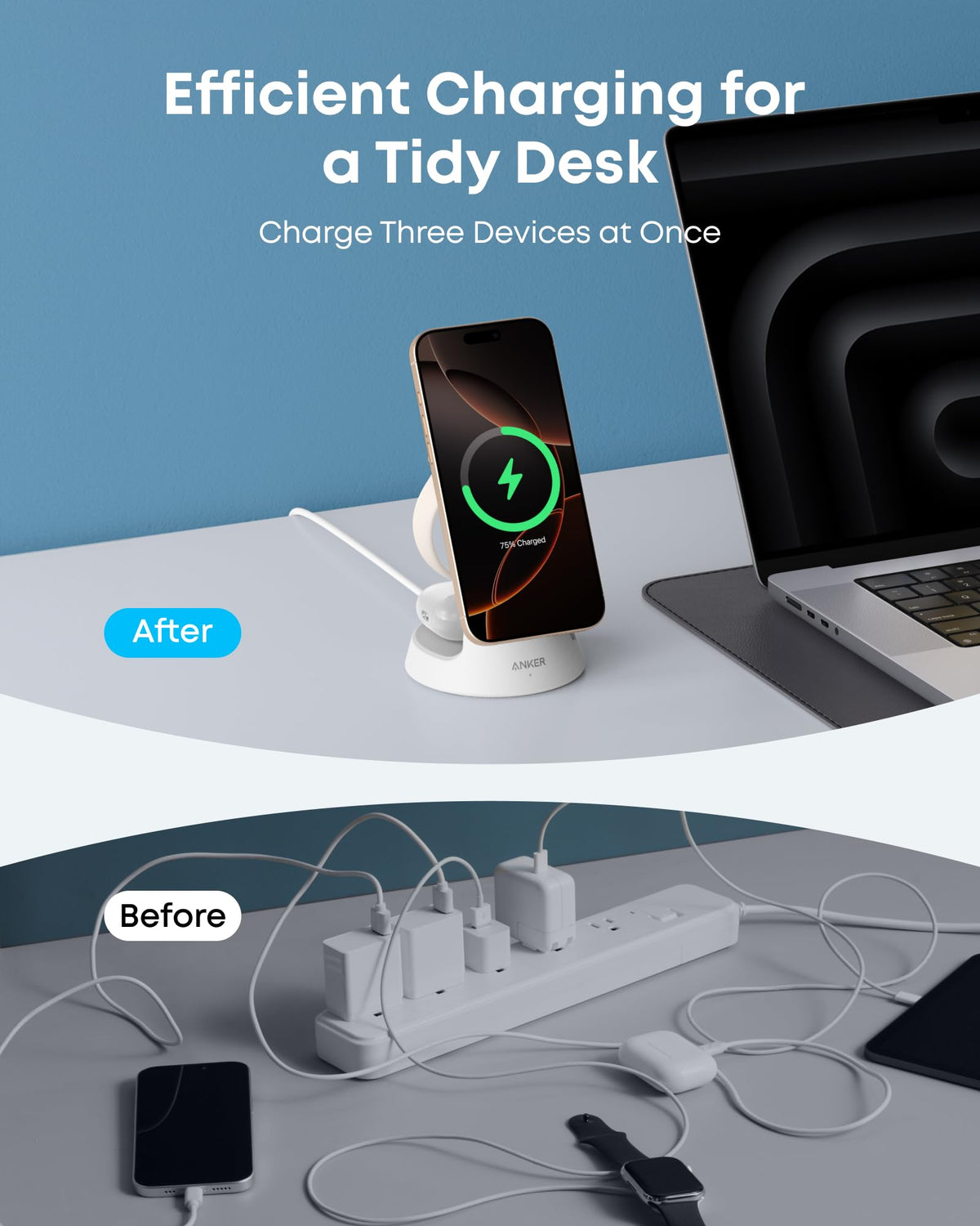 Anker MagGo Wireless Charging Station (3-in-1, Dock Stand) - MERGE.DAY.1.FREESTYLE