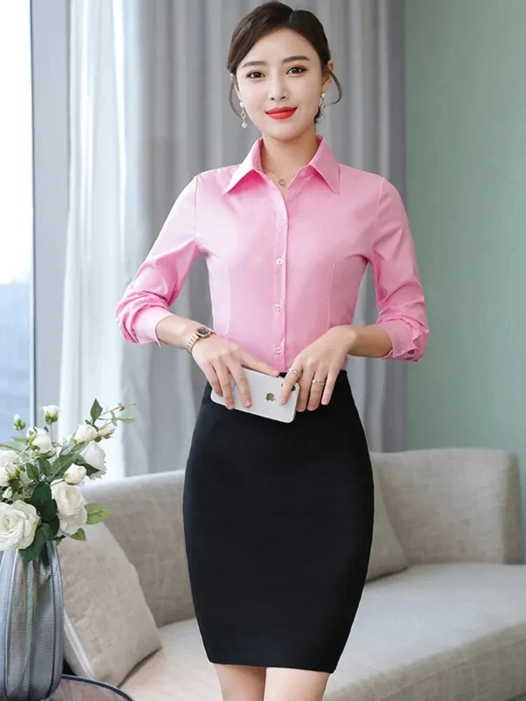 Polyester Cotton Shirts for Women Long Sleeve Blouse - MERGE.DAY.1.FREESTYLE