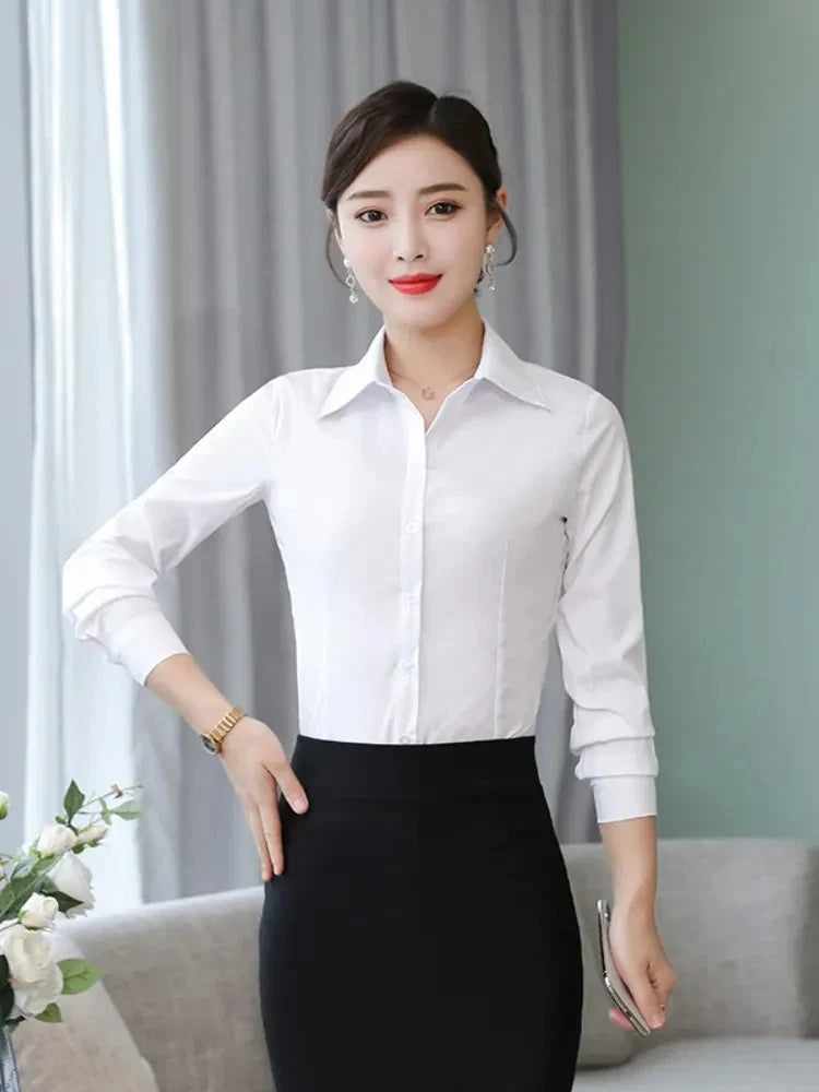 Polyester Cotton Shirts for Women Long Sleeve Blouse - MERGE.DAY.1.FREESTYLE