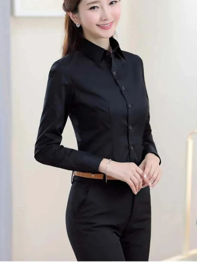 Polyester Cotton Shirts for Women Long Sleeve Blouse - MERGE.DAY.1.FREESTYLE