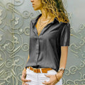 Women Solid White Blouse Tops Office Lady Work Chiffon Button - MERGE.DAY.1.FREESTYLE