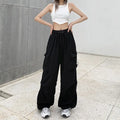 Y2K Cargo Pants Wide Leg Drawstring Oversize Pockets Joggers Trousers - MERGE.DAY.1.FREESTYLE