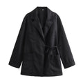 Women's New Coat Minimalist Pocket Decoration Double breasted Lace up Top - MERGE.DAY.1.FREESTYLE