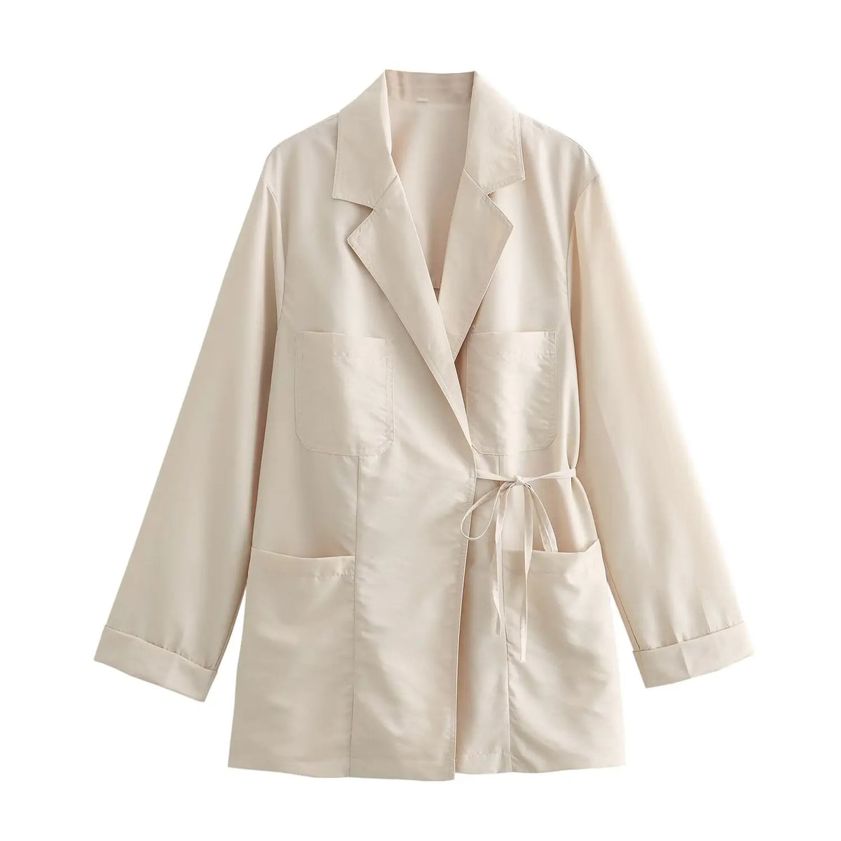 Women's New Coat Minimalist Pocket Decoration Double breasted Lace up Top - MERGE.DAY.1.FREESTYLE