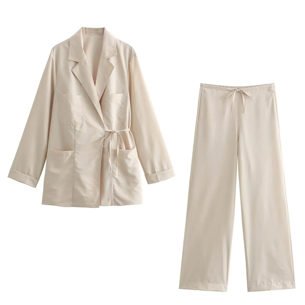 Women's New Coat Minimalist Pocket Decoration Double breasted Lace up Top - MERGE.DAY.1.FREESTYLE