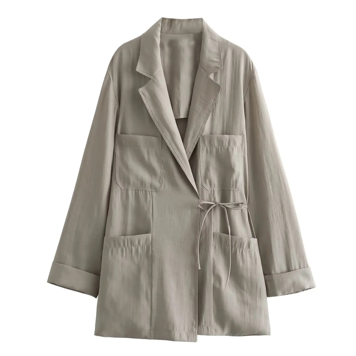 Women's New Coat Minimalist Pocket Decoration Double breasted Lace up Top - MERGE.DAY.1.FREESTYLE