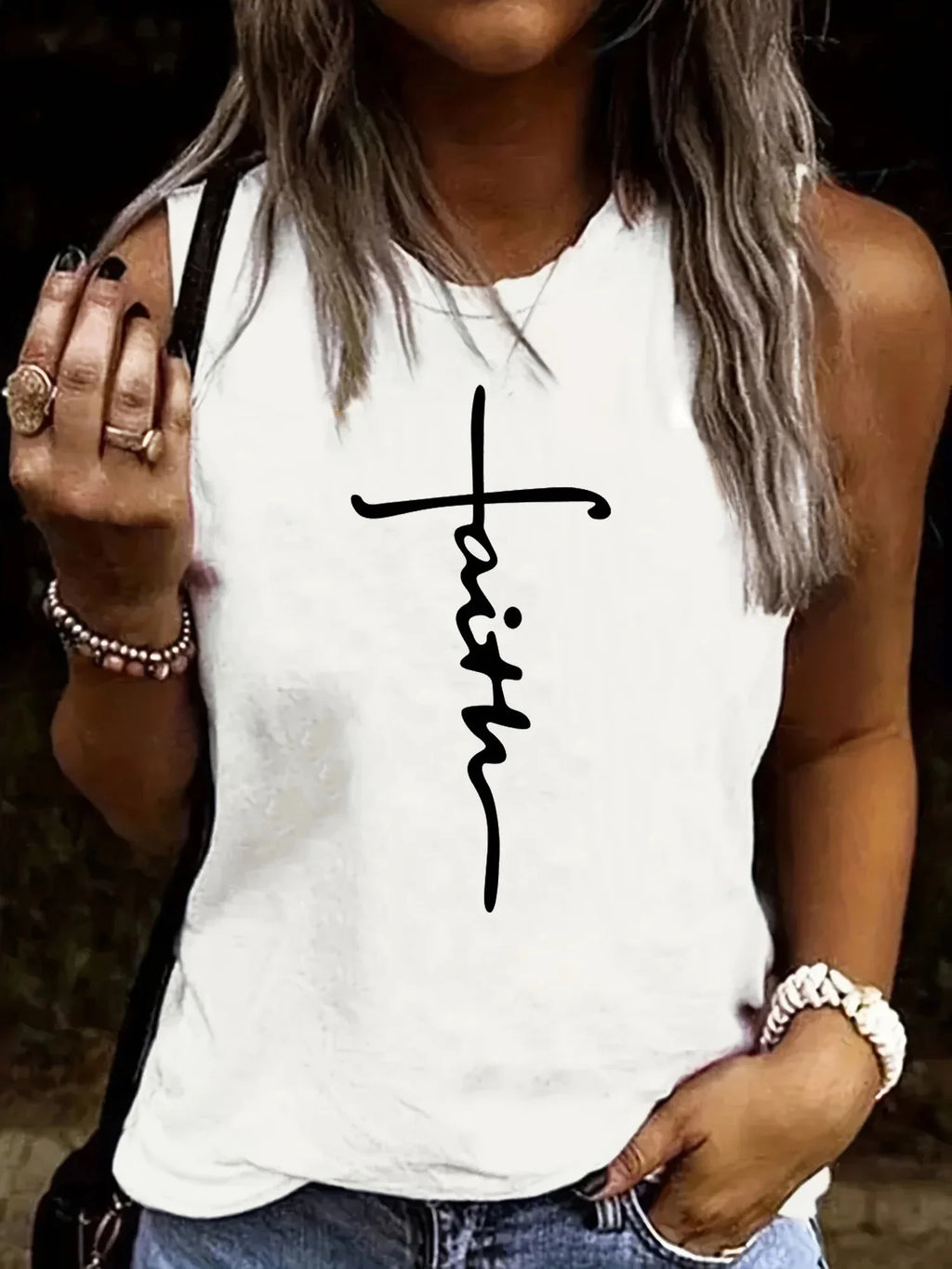 cross faith Print Large Sleeveless Loose Tank Top T-shirt - MERGE.DAY.1.FREESTYLE