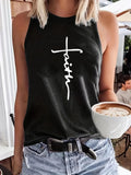 cross faith Print Large Sleeveless Loose Tank Top T-shirt - MERGE.DAY.1.FREESTYLE
