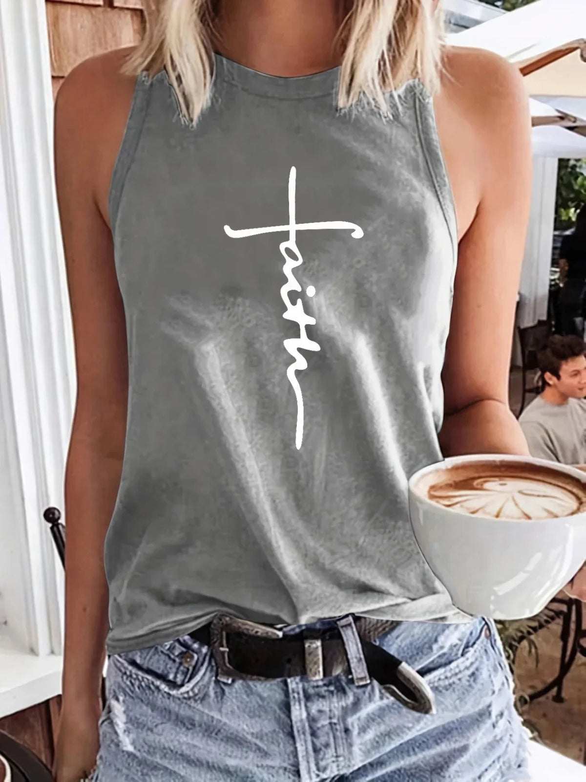 cross faith Print Large Sleeveless Loose Tank Top T-shirt - MERGE.DAY.1.FREESTYLE