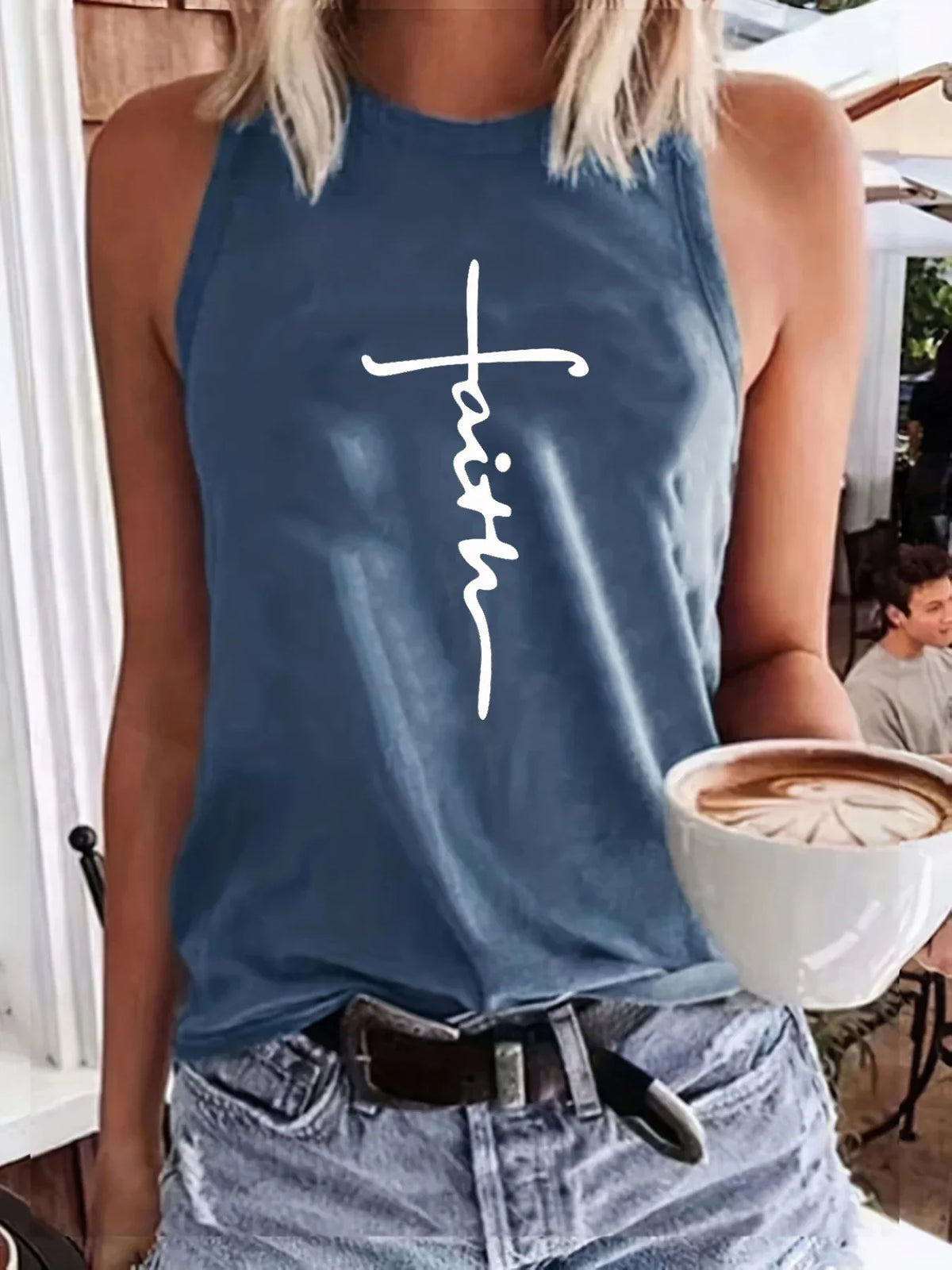 cross faith Print Large Sleeveless Loose Tank Top T-shirt - MERGE.DAY.1.FREESTYLE