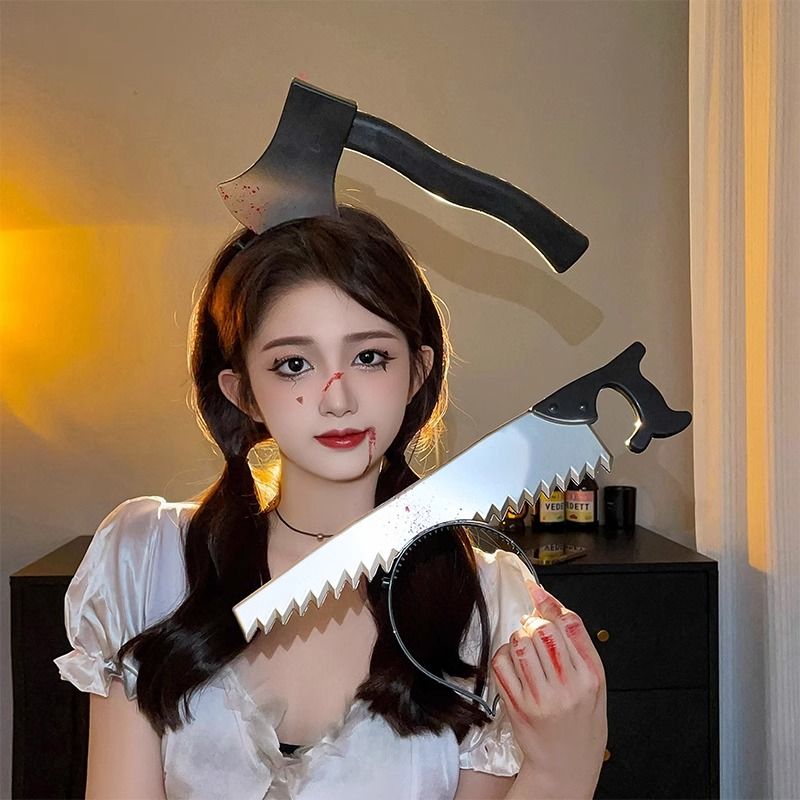 Halloween weird, scary headdress, headband, kitchen knife, wrench, axe, syringe - MERGE.DAY.1.FREESTYLE