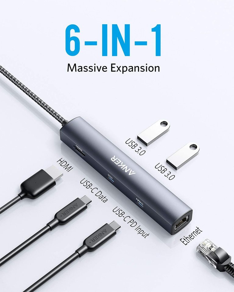 Anker <b>543</b> USB-C Hub (6-in-1, Slim) - MERGE.DAY.1.FREESTYLE
