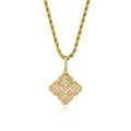 Full-diamond zircon four-leaf clover necklace - MERGE.DAY.1.FREESTYLE