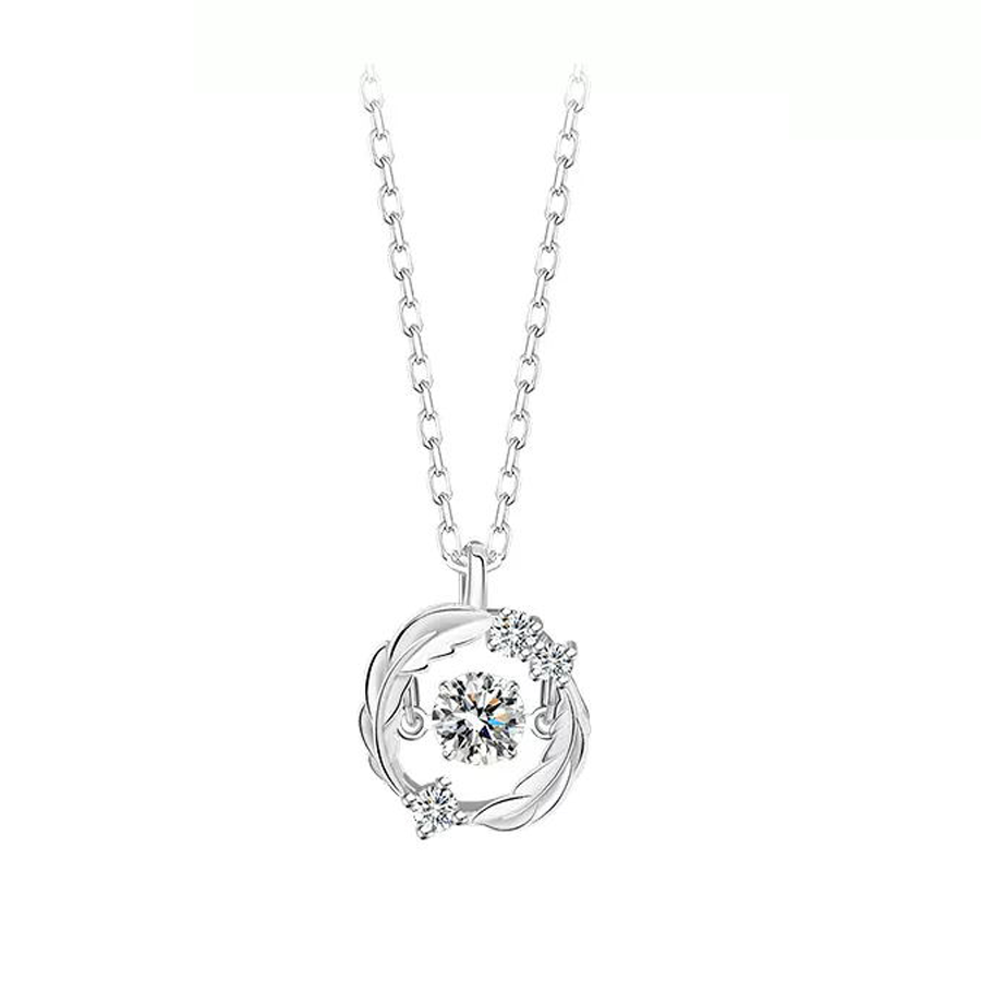 Silver Flash Necklace Feather Beating Heart Moonstone Necklace - MERGE.DAY.1.FREESTYLE