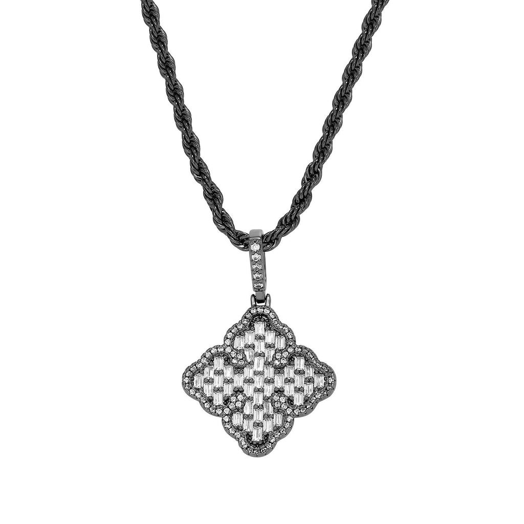 Full-diamond zircon four-leaf clover necklace - MERGE.DAY.1.FREESTYLE