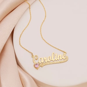 14K Gold Personalized Birthstone Name Necklace Children pendant - MERGE.DAY.1.FREESTYLE
