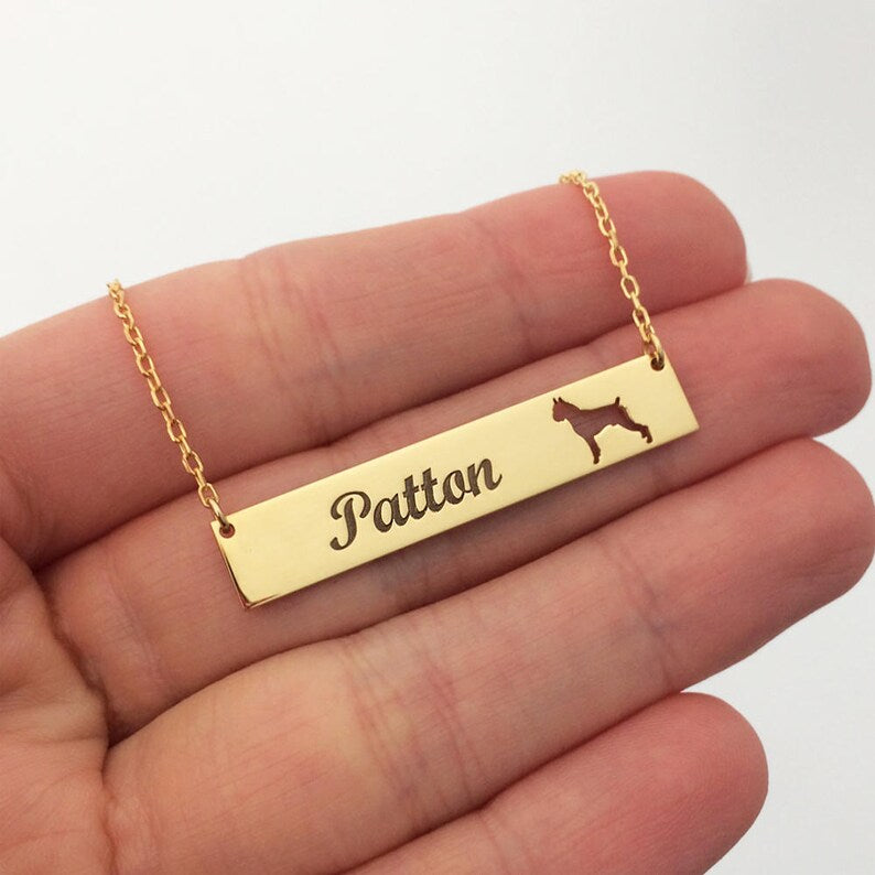 dog name necklace Custom Bar Necklace - MERGE.DAY.1.FREESTYLE