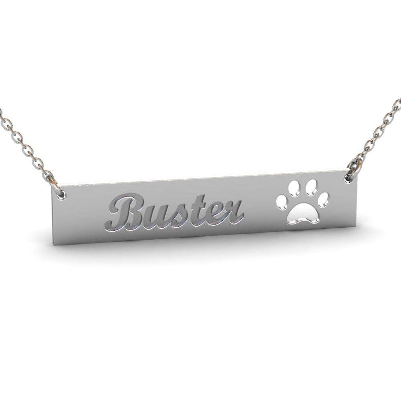 dog name necklace Custom Bar Necklace - MERGE.DAY.1.FREESTYLE
