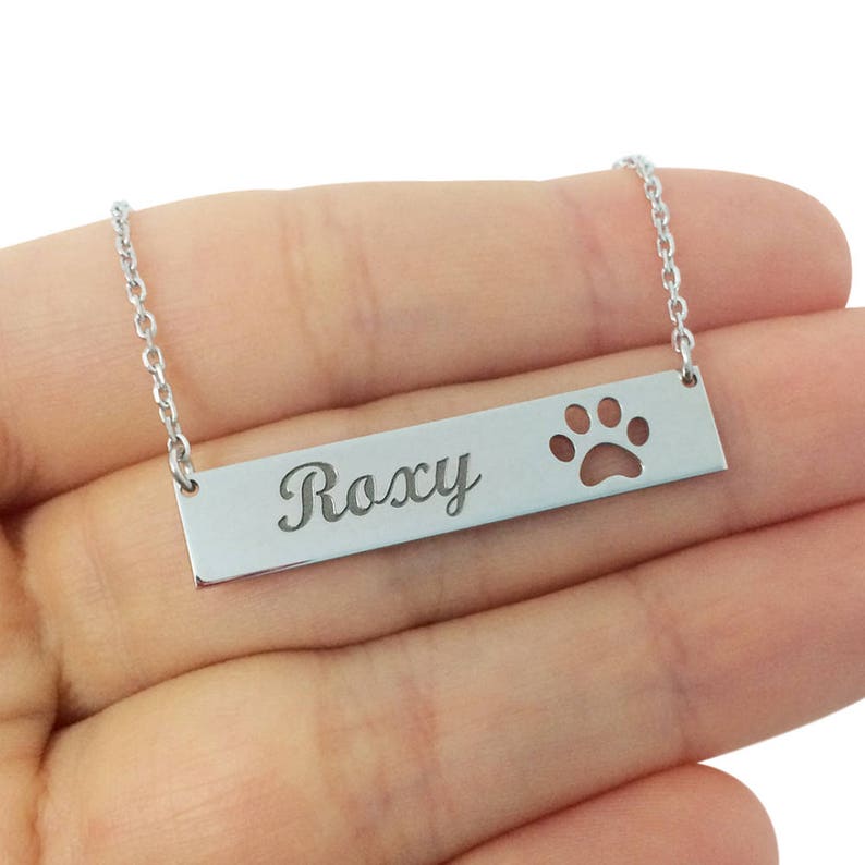 dog name necklace Custom Bar Necklace - MERGE.DAY.1.FREESTYLE