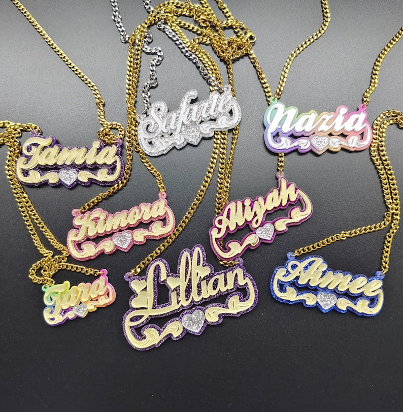 Custom Acrylic Colorful Name Necklace Gift For Her - MERGE.DAY.1.FREESTYLE