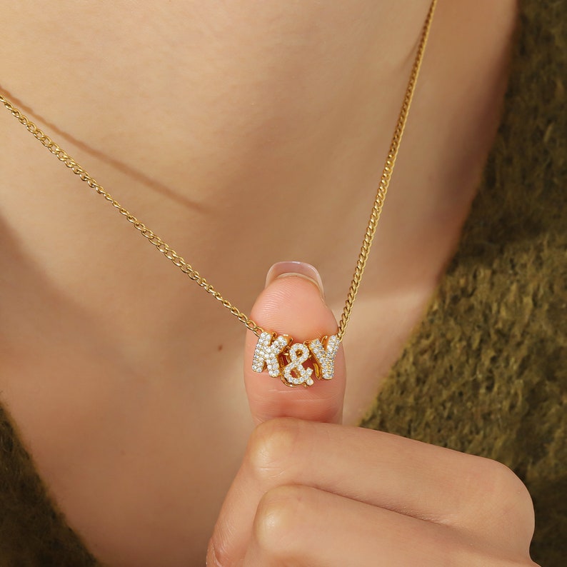 26 letter zircon pendant Personalized Name Necklace - MERGE.DAY.1.FREESTYLE