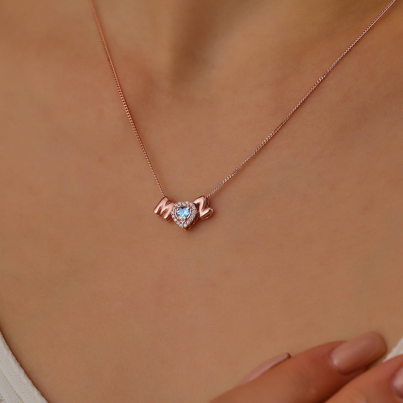 3D Letter Birthstone Bubble Necklace - MERGE.DAY.1.FREESTYLE