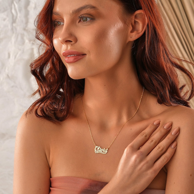 Heart and Name Necklace Personalised Engraaved pendant - MERGE.DAY.1.FREESTYLE