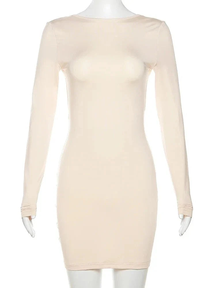 Backless Full Sleeve O-neck Basic Fit Bodycon - MERGE.DAY.1.FREESTYLE