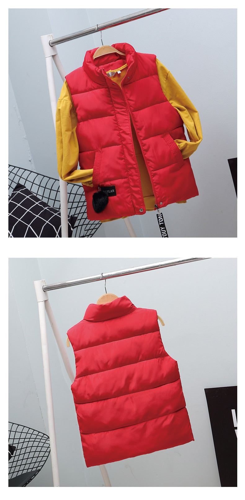 Women Vest Mandarin Collar Sleeveless Short Coat Women Plus Size 2021 Autumn Winter - MERGE.DAY.1.FREESTYLE