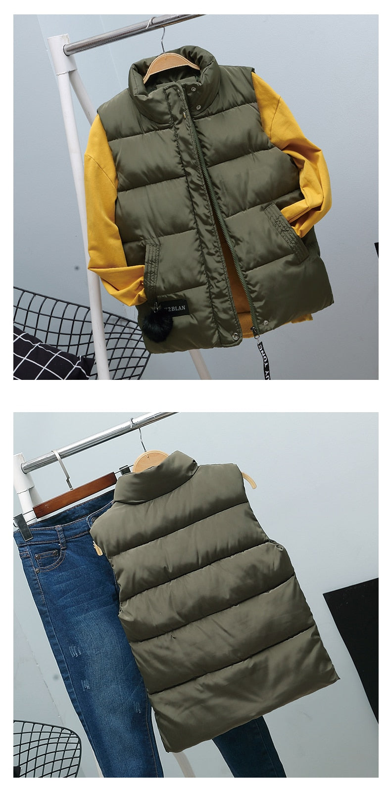 Women Vest Mandarin Collar Sleeveless Short Coat Women Plus Size 2021 Autumn Winter - MERGE.DAY.1.FREESTYLE