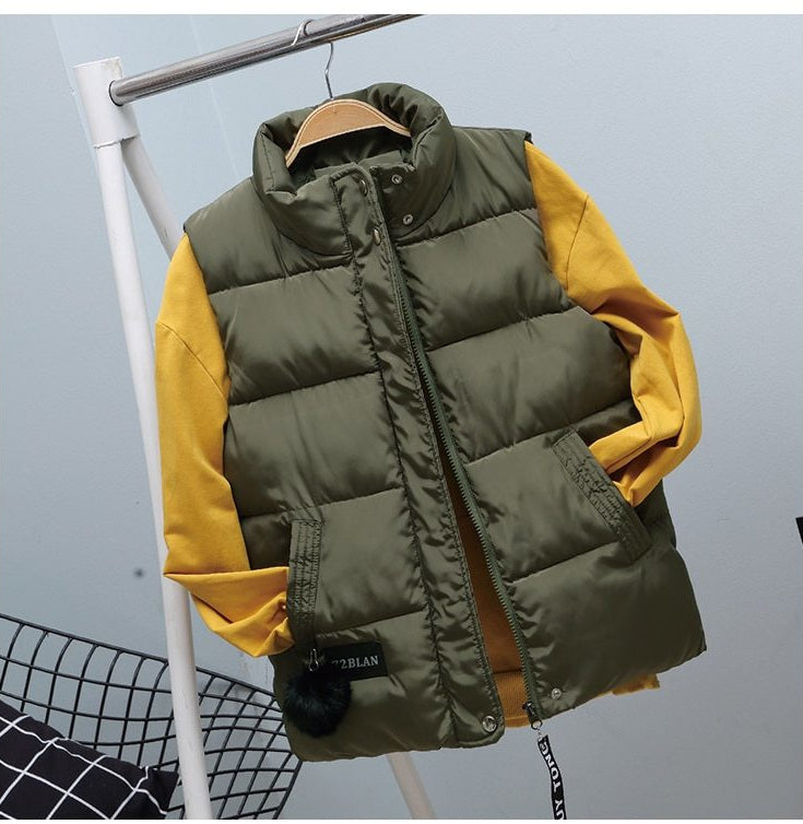 Women Vest Mandarin Collar Sleeveless Short Coat Women Plus Size 2021 Autumn Winter - MERGE.DAY.1.FREESTYLE