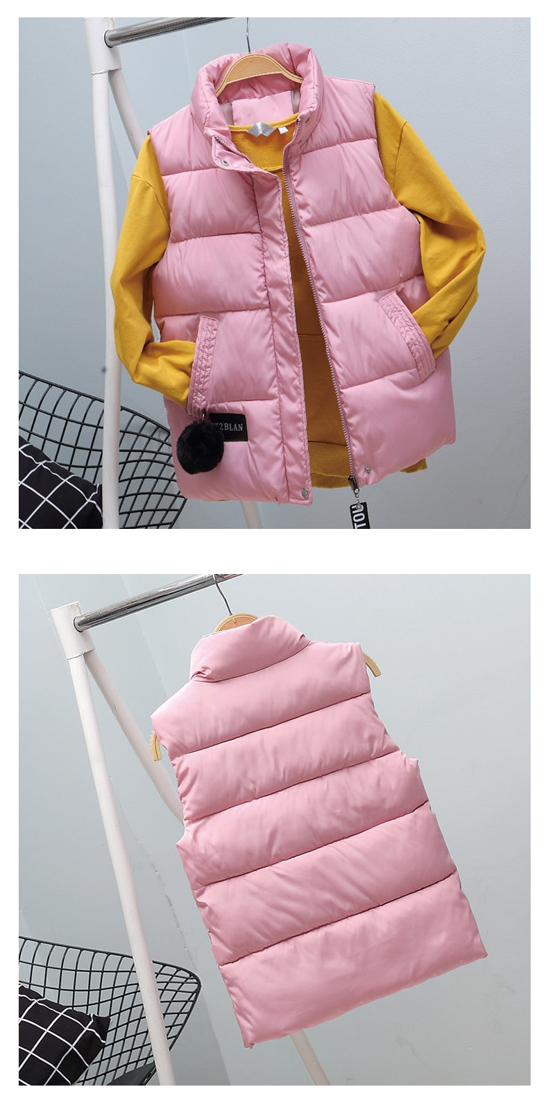 Women Vest Mandarin Collar Sleeveless Short Coat Women Plus Size 2021 Autumn Winter - MERGE.DAY.1.FREESTYLE