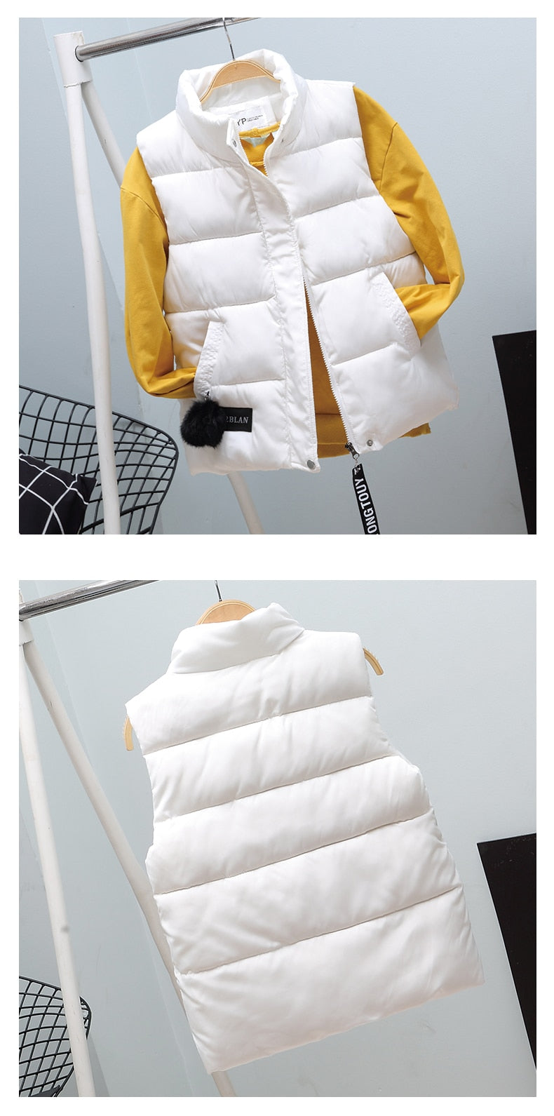 Women Vest Mandarin Collar Sleeveless Short Coat Women Plus Size 2021 Autumn Winter - MERGE.DAY.1.FREESTYLE