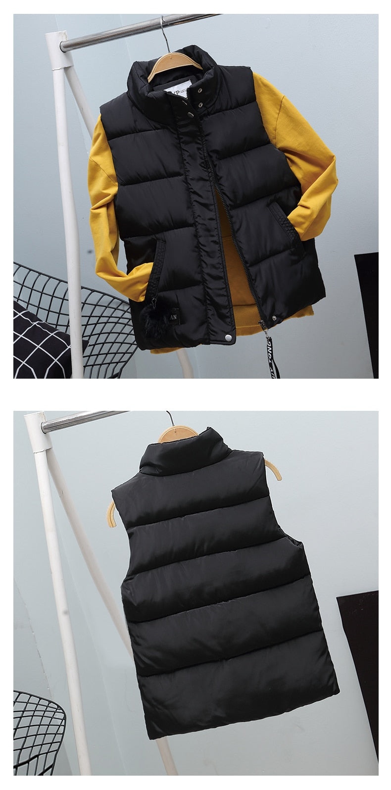 Women Vest Mandarin Collar Sleeveless Short Coat Women Plus Size 2021 Autumn Winter - MERGE.DAY.1.FREESTYLE