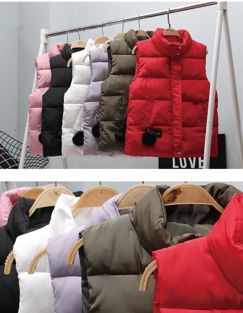 Women Vest Mandarin Collar Sleeveless Short Coat Women Plus Size 2021 Autumn Winter - MERGE.DAY.1.FREESTYLE