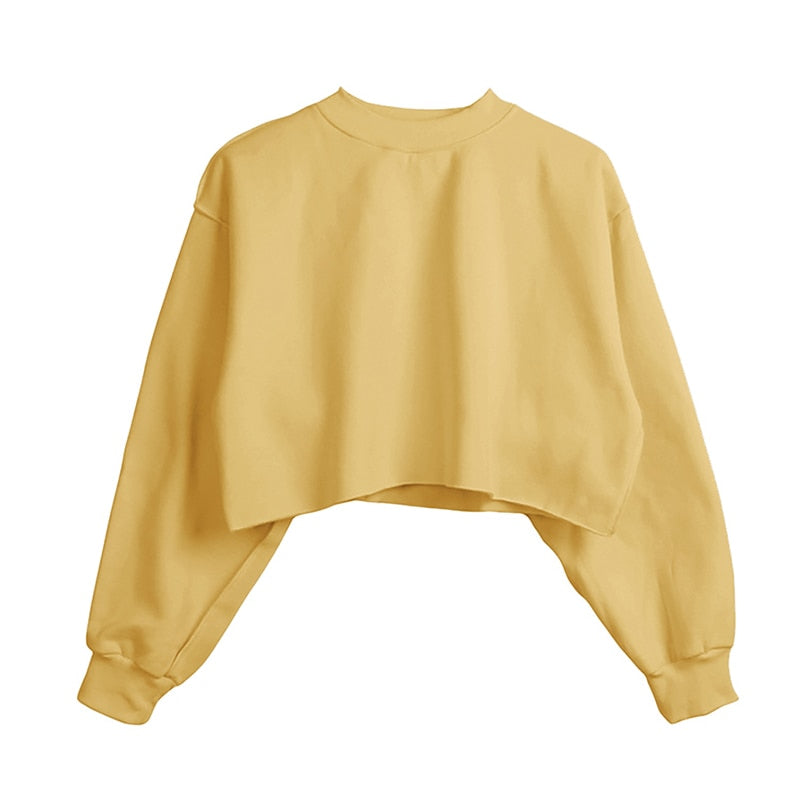 Thick Cotton Women Sweatshirt Hoodie Casual Loose Long Sleeve Streetwear Crop Pullover - MERGE.DAY.1.FREESTYLE