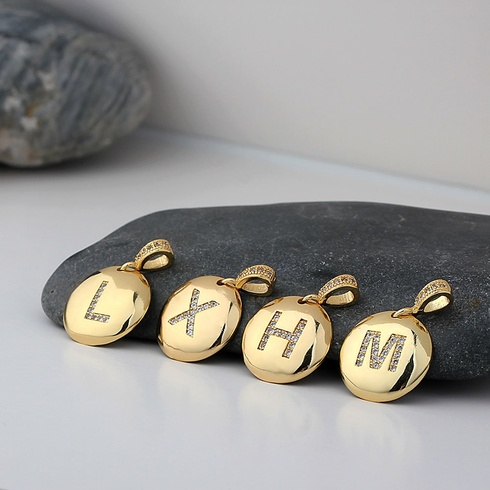 Girls Initial Letter Necklace Gold 26 Letters Charm Necklaces Pendants Copper - MERGE.DAY.1.FREESTYLE