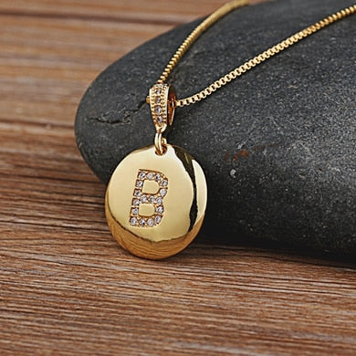 Girls Initial Letter Necklace Gold 26 Letters Charm Necklaces Pendants Copper - MERGE.DAY.1.FREESTYLE