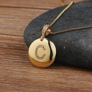 Girls Initial Letter Necklace Gold 26 Letters Charm Necklaces Pendants Copper - MERGE.DAY.1.FREESTYLE