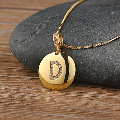 Girls Initial Letter Necklace Gold 26 Letters Charm Necklaces Pendants Copper - MERGE.DAY.1.FREESTYLE