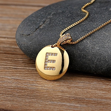 Girls Initial Letter Necklace Gold 26 Letters Charm Necklaces Pendants Copper - MERGE.DAY.1.FREESTYLE